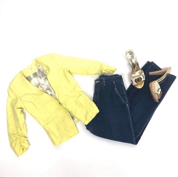 Gibson Jackets & Blazers - Gibson linen cotton pale yellow blazer jacket